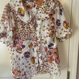 Pilcro Floral Blouse - White and Red